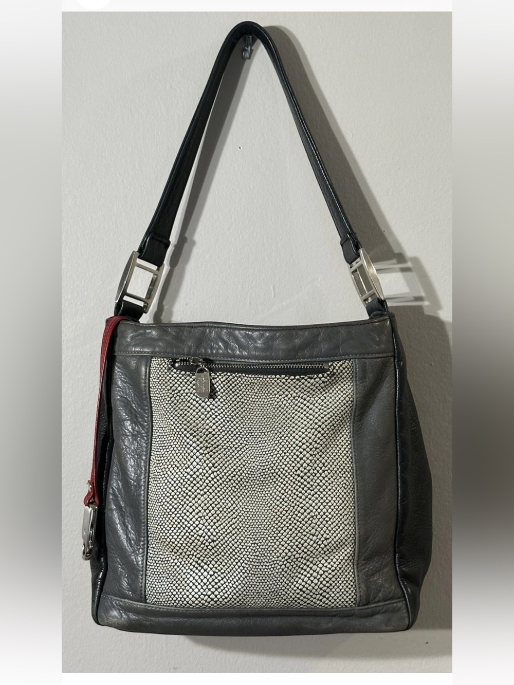 Vtg Laudi Vidni Shoulder Gray Black Medium Bag